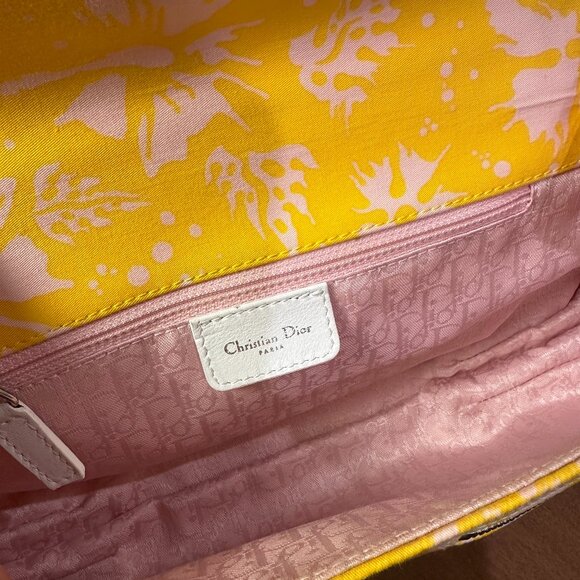 Christian Dior SS 2004 Surf Chick Yellow and Pink Floral Hibiscus Crossbody Bag - Picture 8 of 13